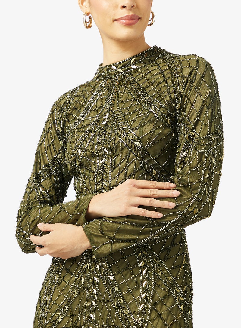 MARYISA Embellshed Sequin Draped Dress - Image 3